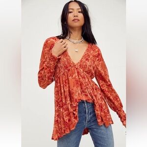 Free People Dark Romance boho tunic top size small